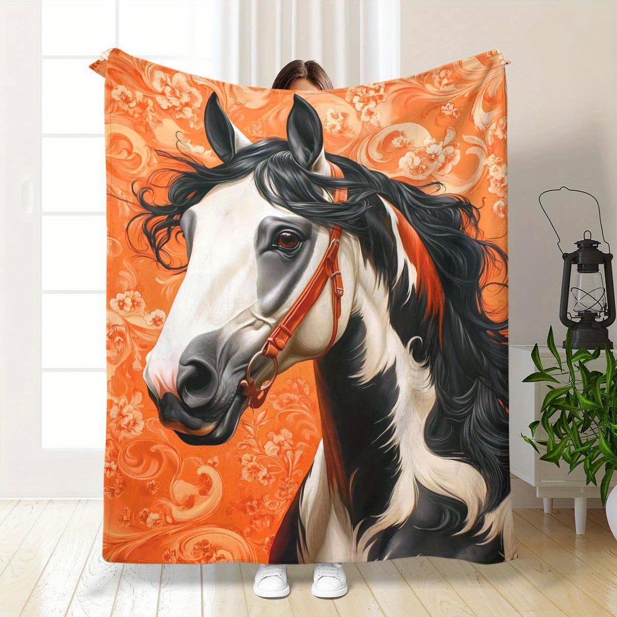 Interior Design Warm - Painted Horse with Orange Pattern Fleece