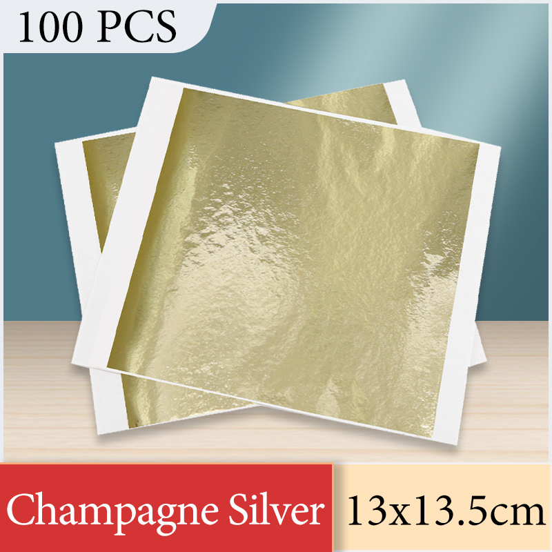 Interior Design Paper - 13x13.5cm Champagne Silver Foil Paper Gold
