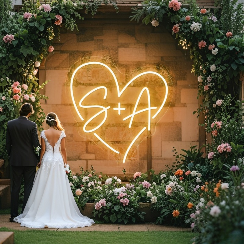 Custom Initials Heart LED Neon - Interior Design Names recension och pris